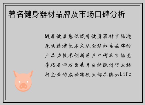 著名健身器材品牌及市场口碑分析